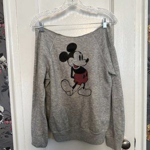 Vintage Disney Mickey Mouse Crewneck Sweatshirt - Flashdance Style - Grey Size M
